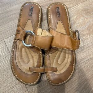 Born Tan Leather Sandals with Metal Accent